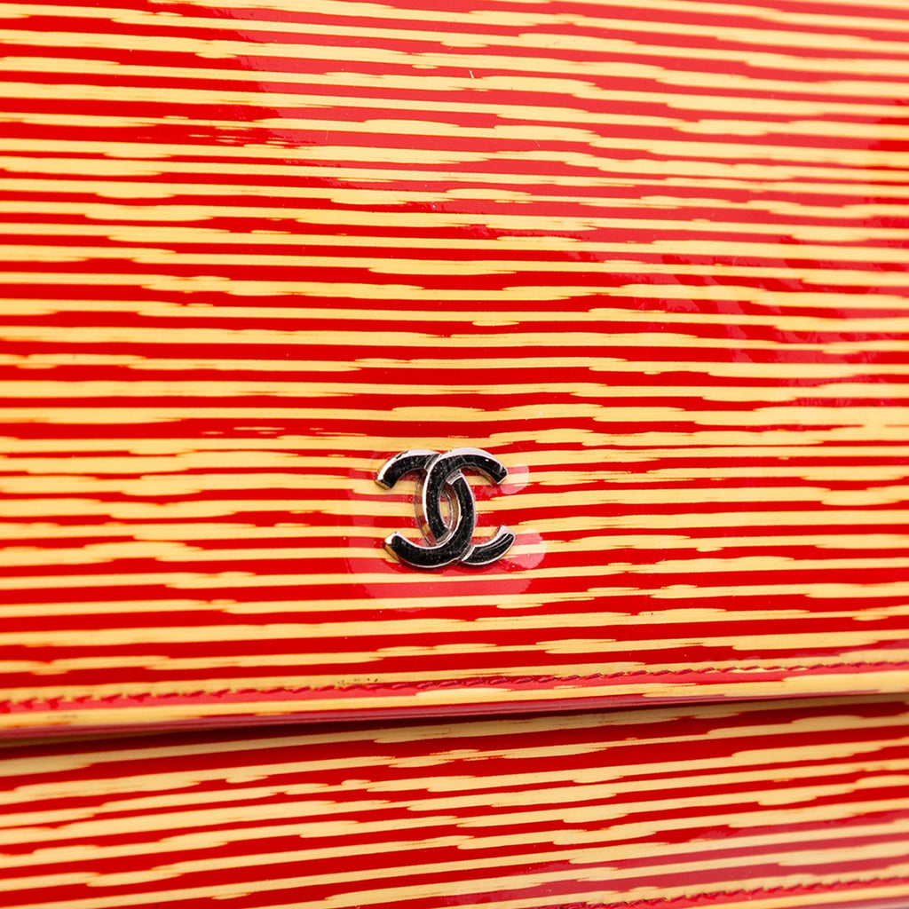 Chanel Patent Striped Wallet On Chain