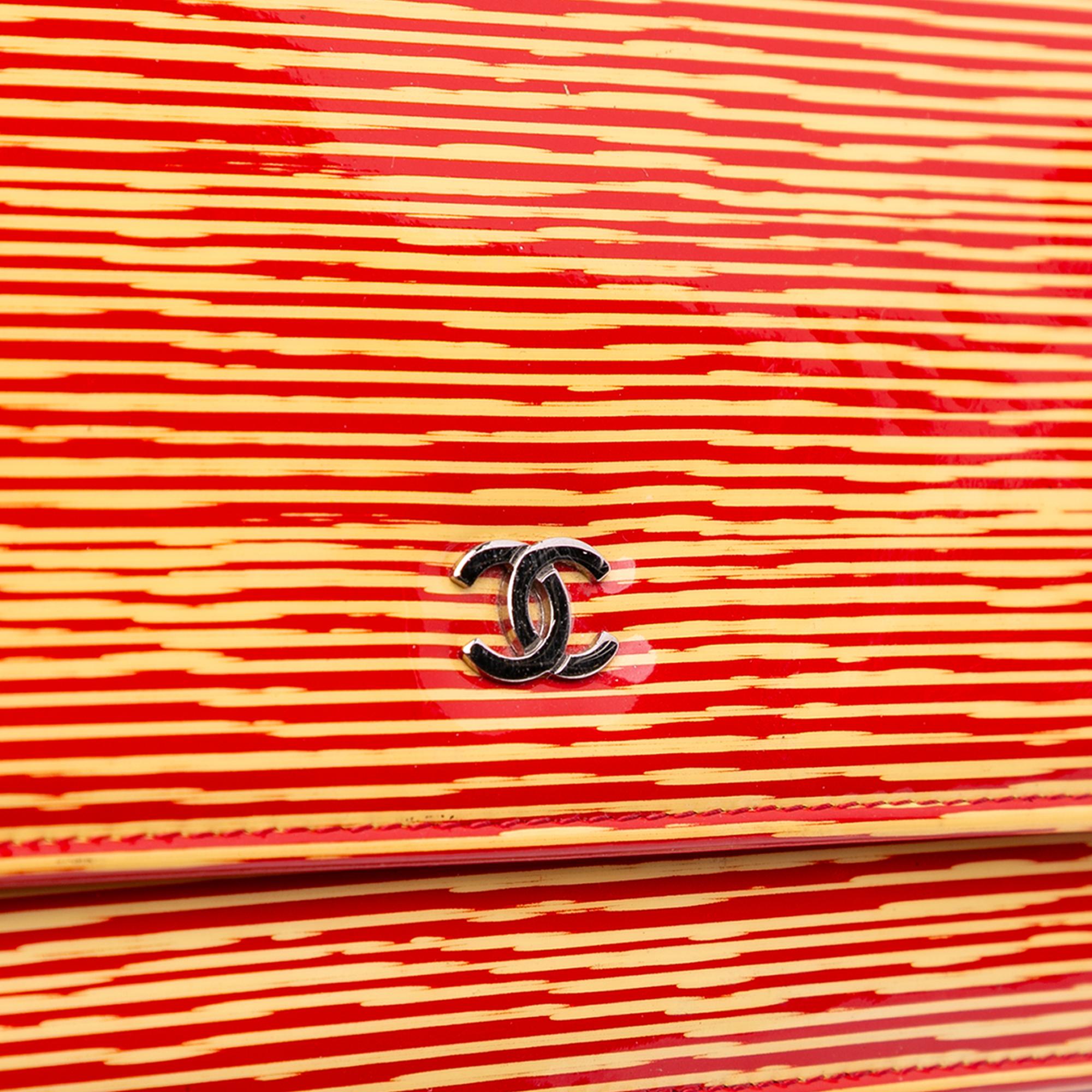 Chanel Patent Striped Wallet On Chain
