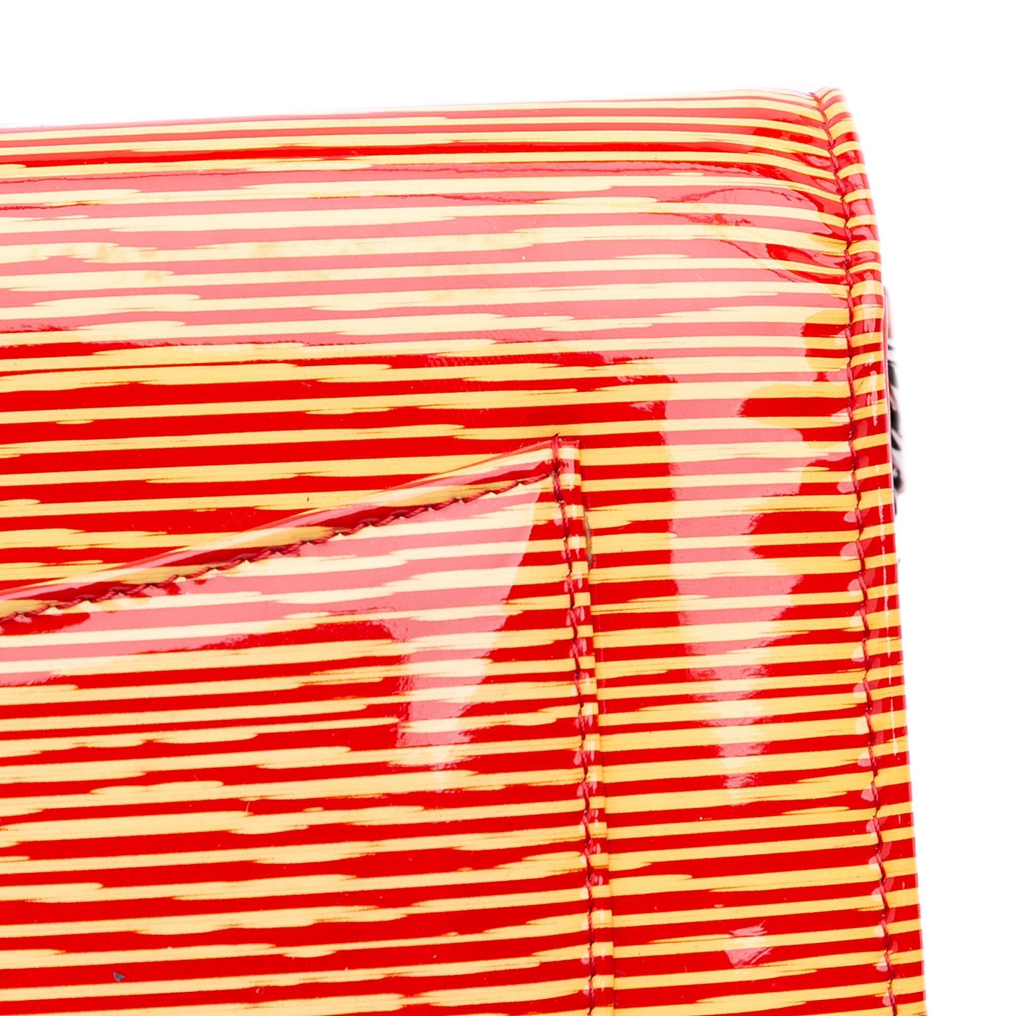 Chanel Patent Striped Wallet On Chain