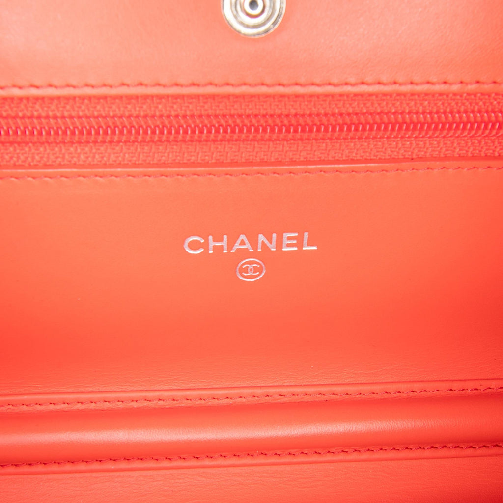 Chanel Patent Striped Wallet On Chain