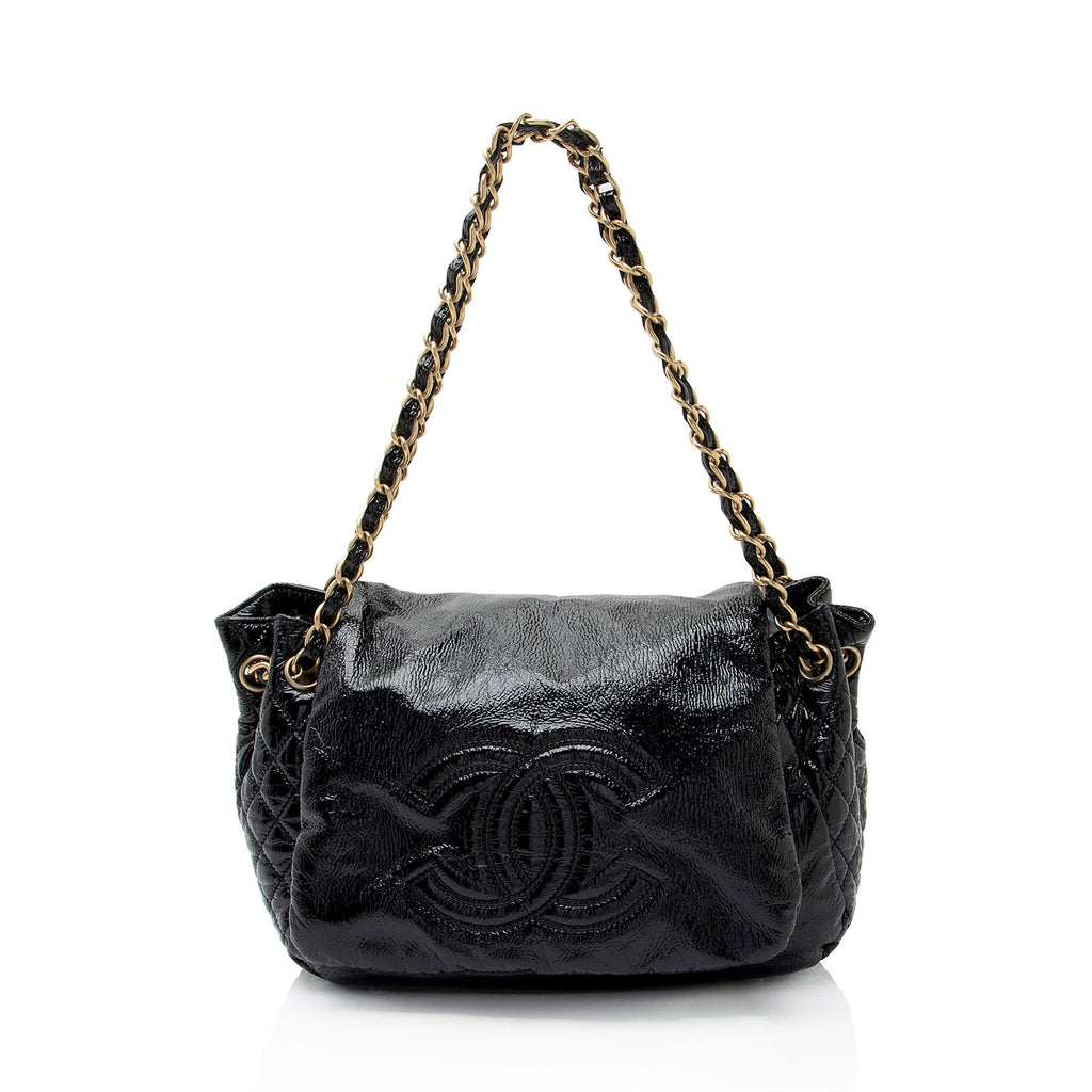 Chanel Patent Vinyl Rock and Chain Medium Shoulder Bag