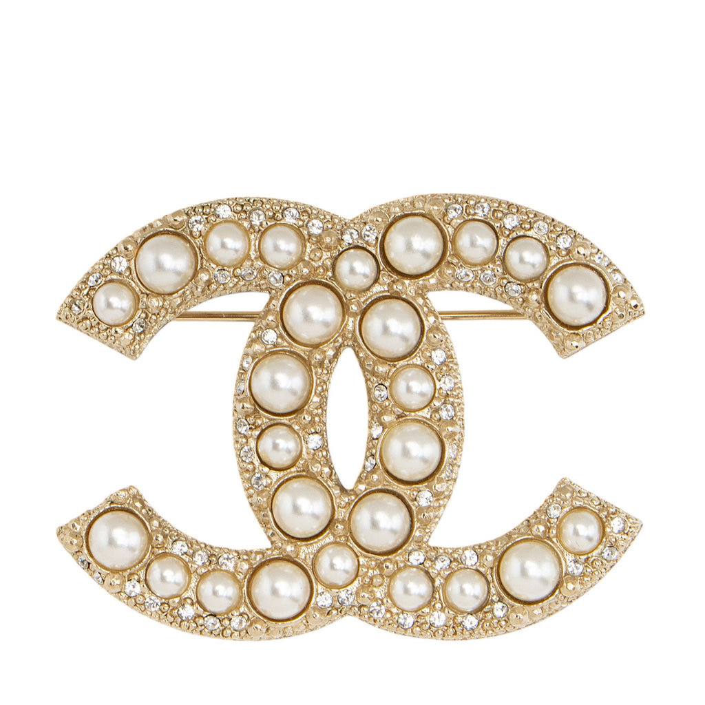 Chanel Pearl CC Brooch (SHF-KY02qw)
