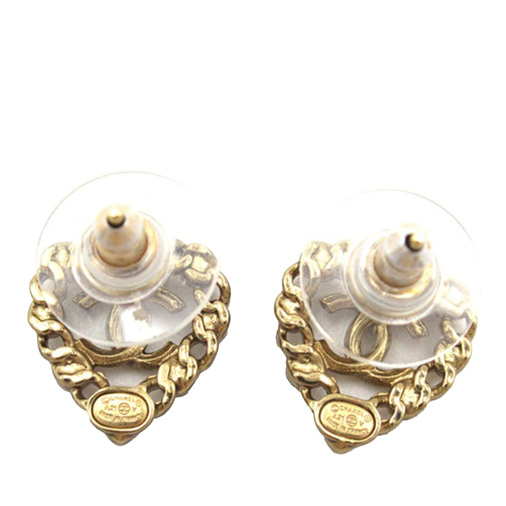 Chanel Pearl Crystal CC Heart Earrings (SHG-UHSA6S)