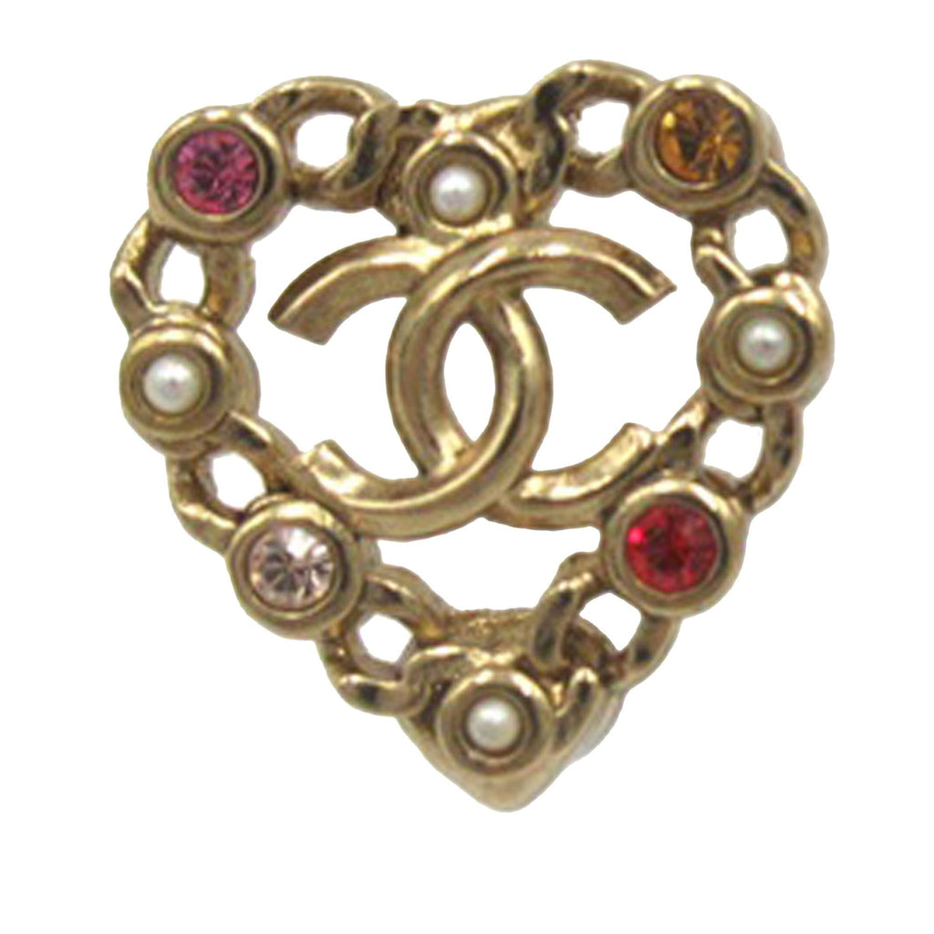Chanel Pearl Crystal CC Heart Earrings (SHG-UHSA6S)
