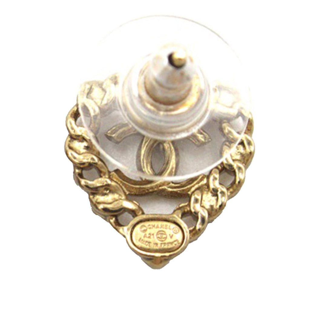Chanel Pearl Crystal CC Heart Earrings (SHG-UHSA6S)