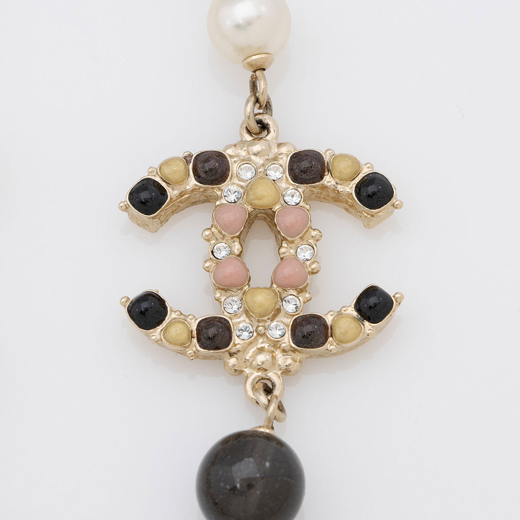 Chanel Pearl Crystal CC Long Necklace (SHF-l0h3vl)