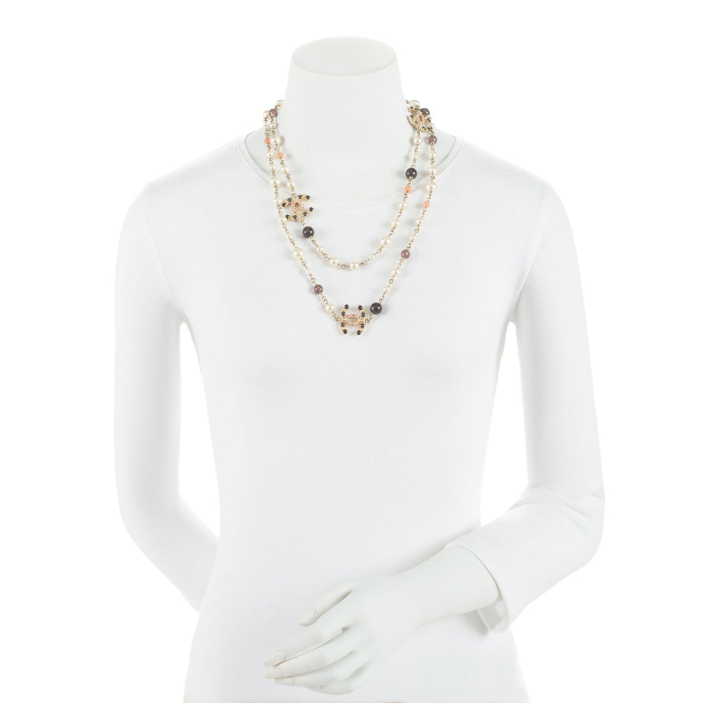 Chanel Pearl Crystal CC Long Necklace (SHF-l0h3vl)
