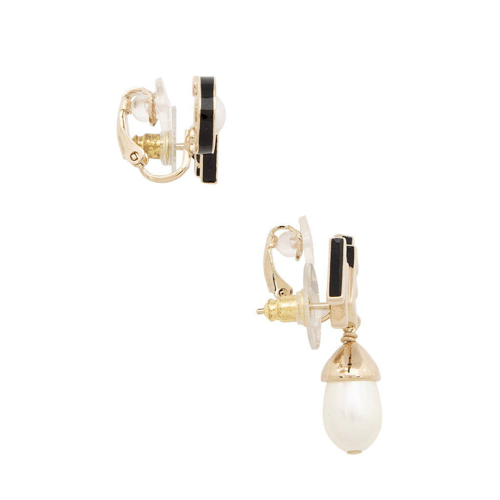 Chanel Pearl Logo Climber Earrings