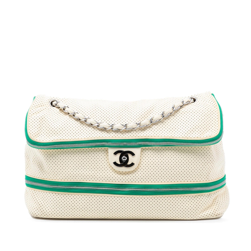 Chanel Perforated Calfskin Expandable Shoulder Bag