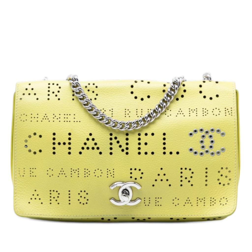 Chanel Perforated Calfskin Logo Eyelet Flap