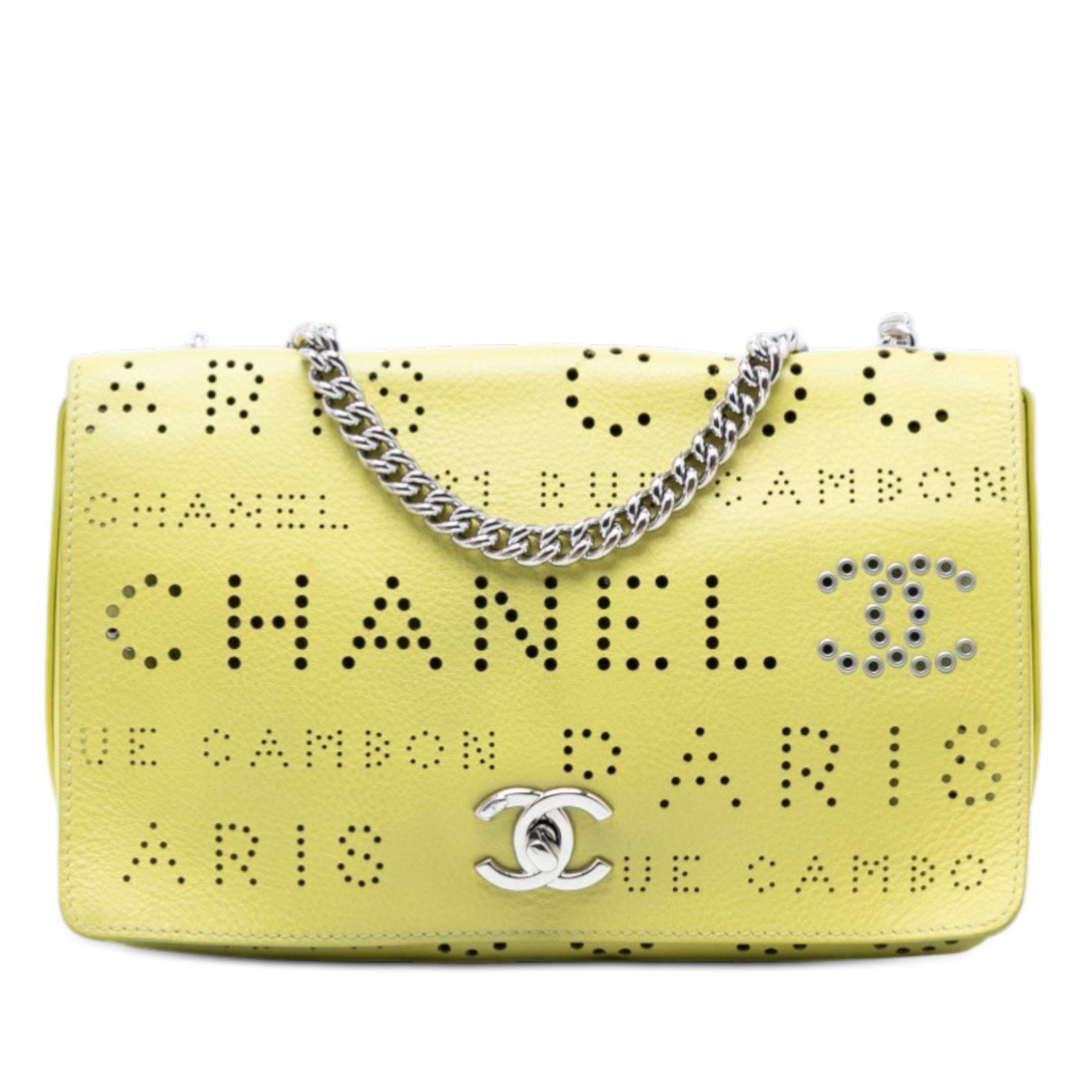Chanel Perforated Calfskin Logo Eyelet Flap