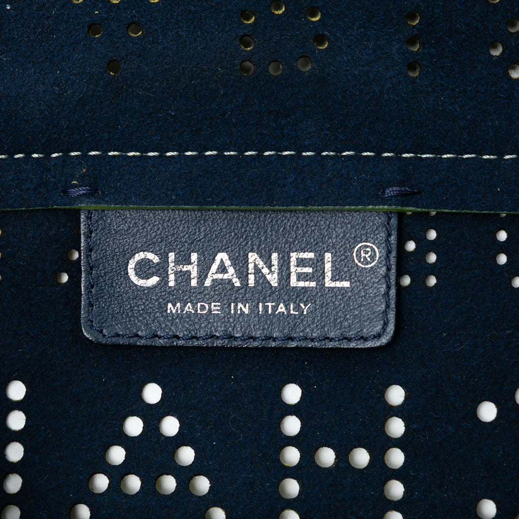 Chanel Perforated Calfskin Logo Eyelet Flap