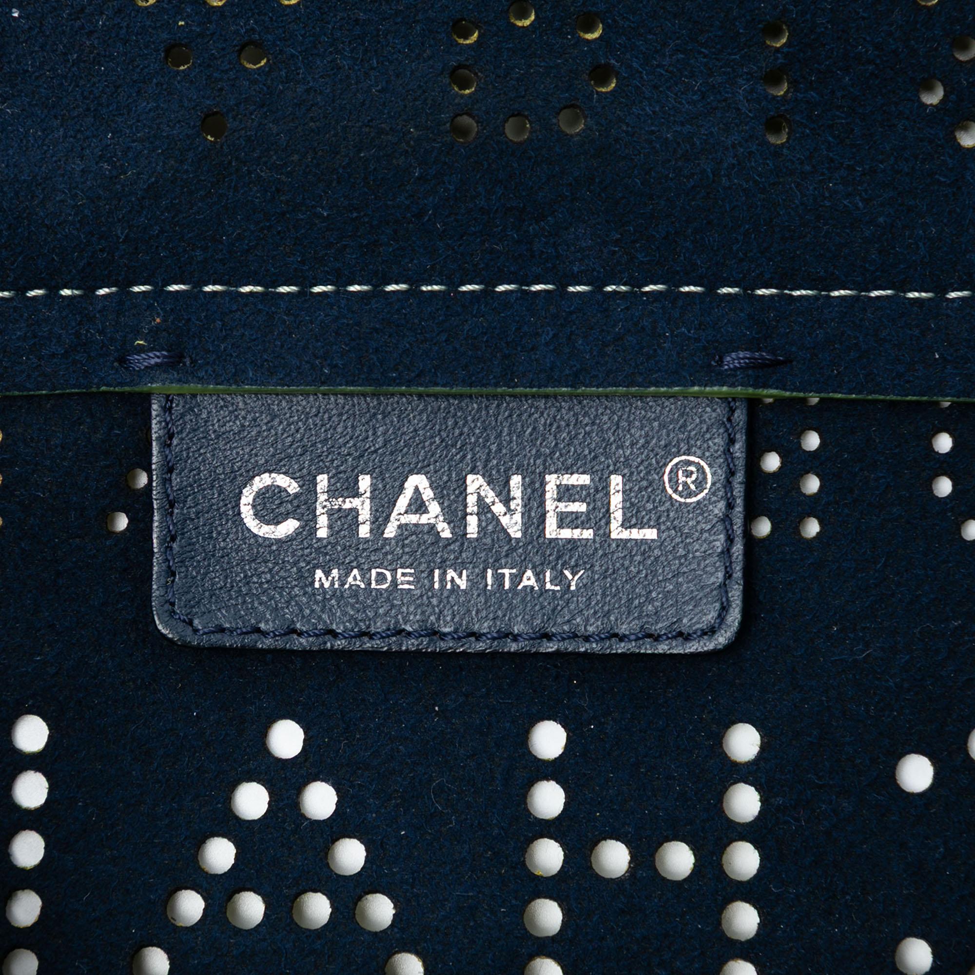 Chanel Perforated Calfskin Logo Eyelet Flap