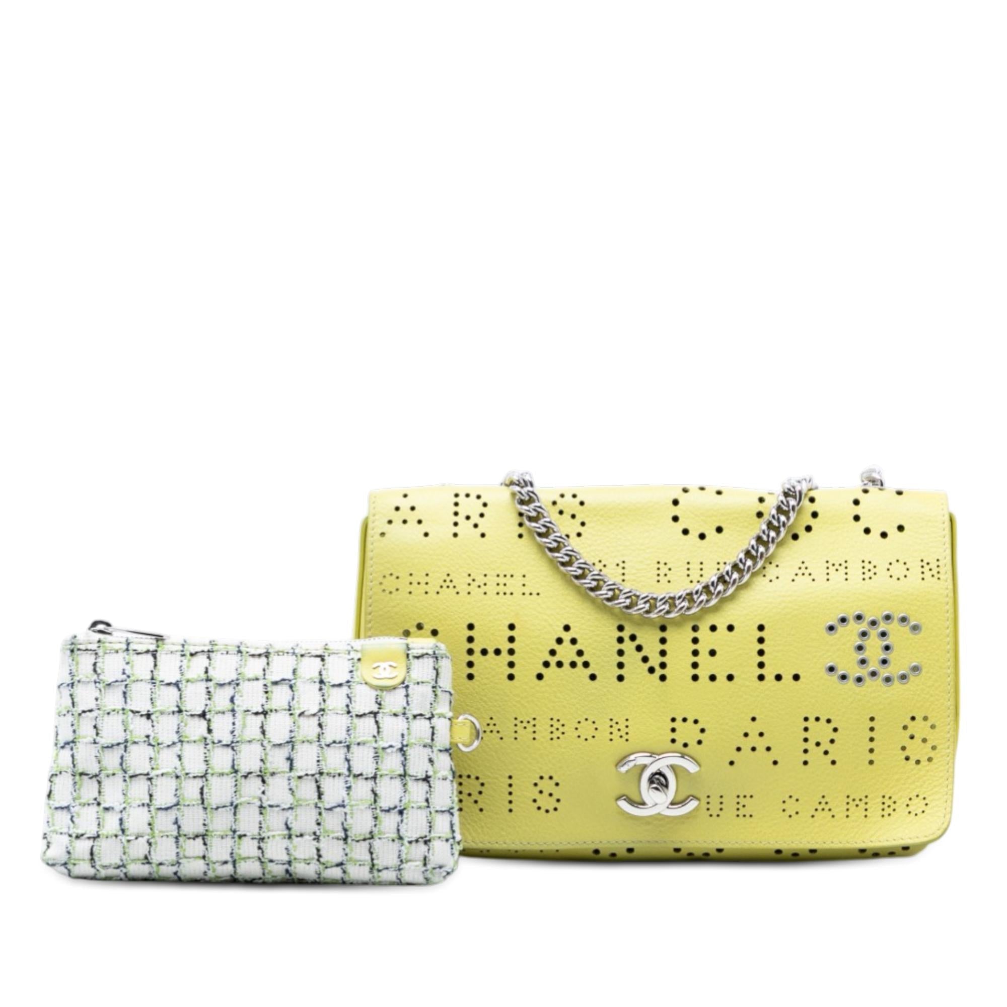 Chanel Perforated Calfskin Logo Eyelet Flap
