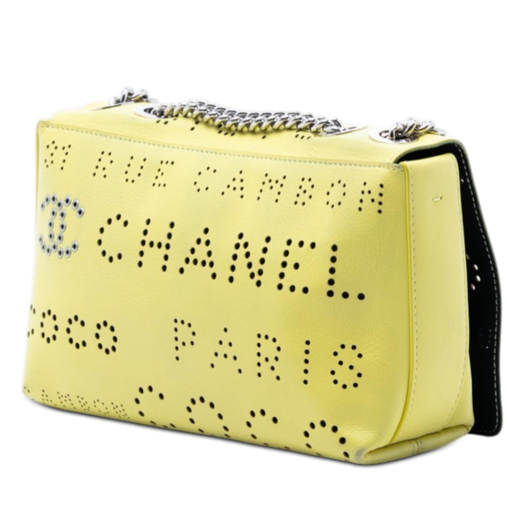 Chanel Perforated Calfskin Logo Eyelet Flap