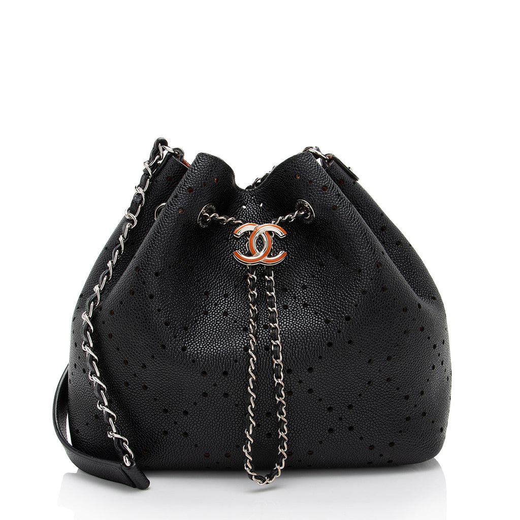 Chanel Perforated Caviar Leather Drawstring Bucket Bag