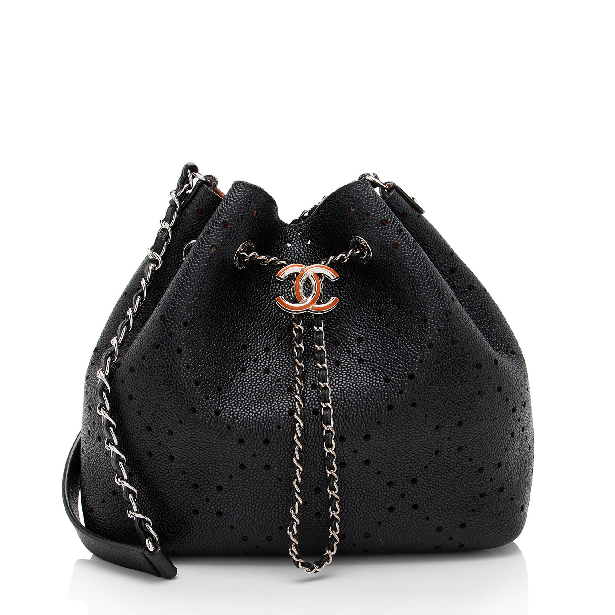 Chanel Perforated Caviar Leather Drawstring Bucket Bag