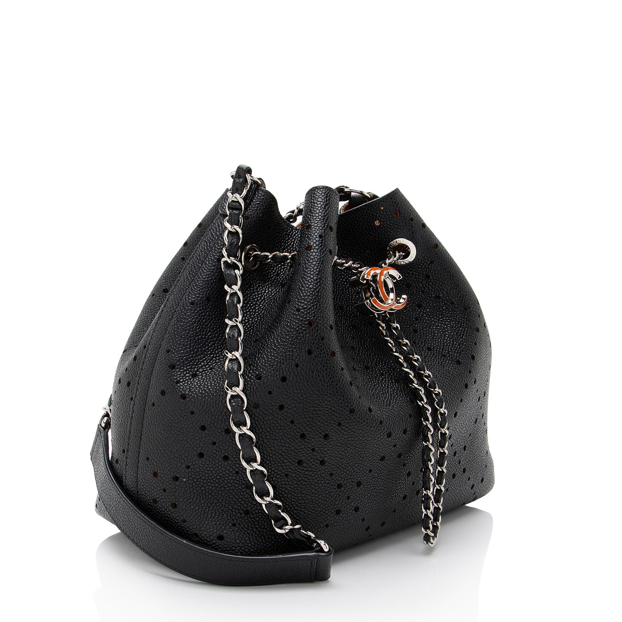 Chanel Perforated Caviar Leather Drawstring Bucket Bag