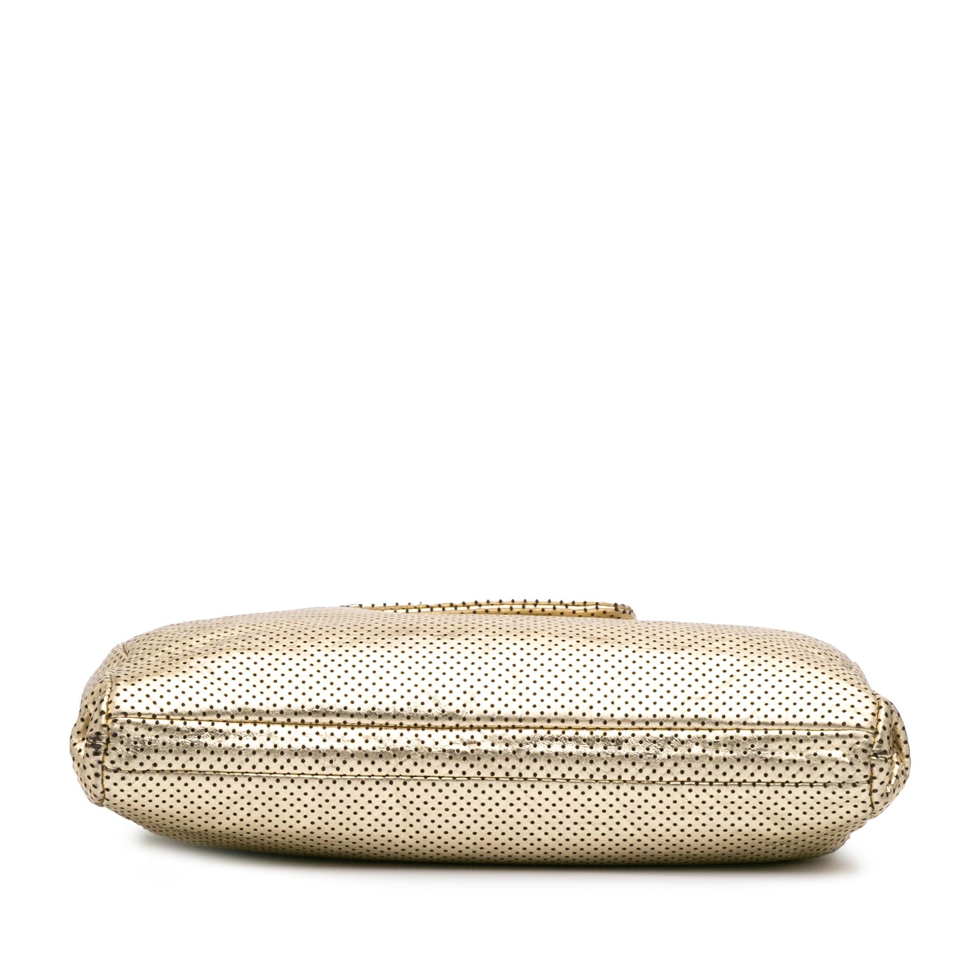 Chanel Perforated Crackled Metallic Calfskin Drill Tote