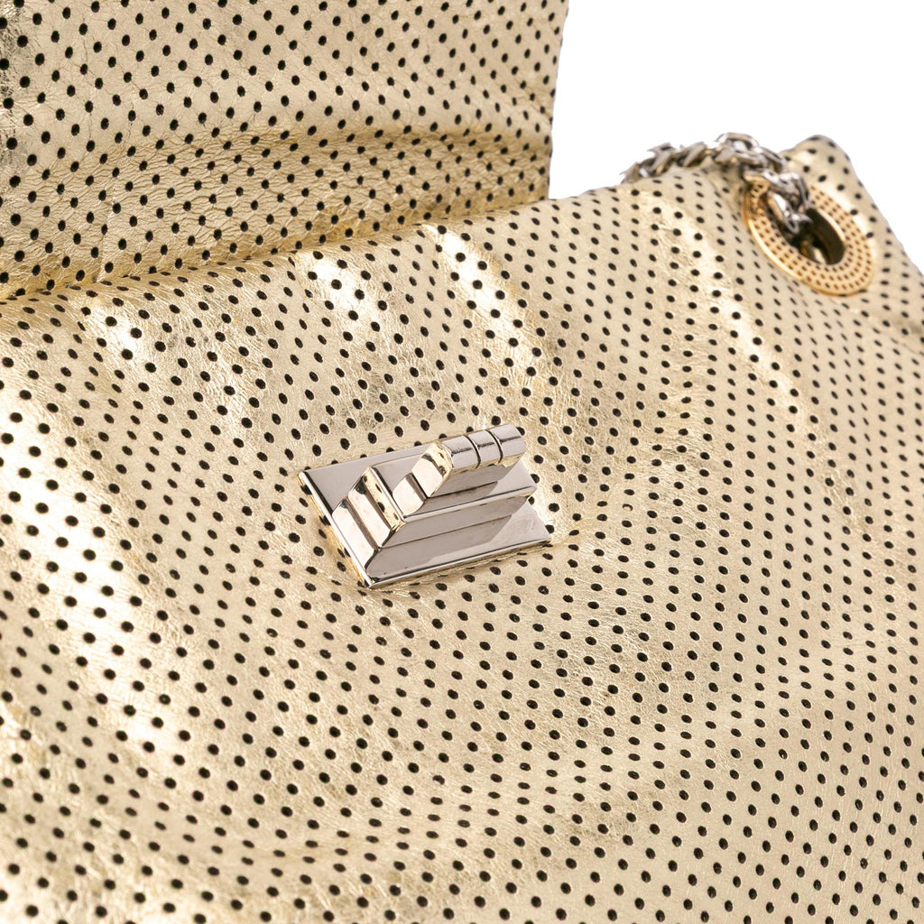 Chanel Perforated Crackled Metallic Calfskin Drill Tote