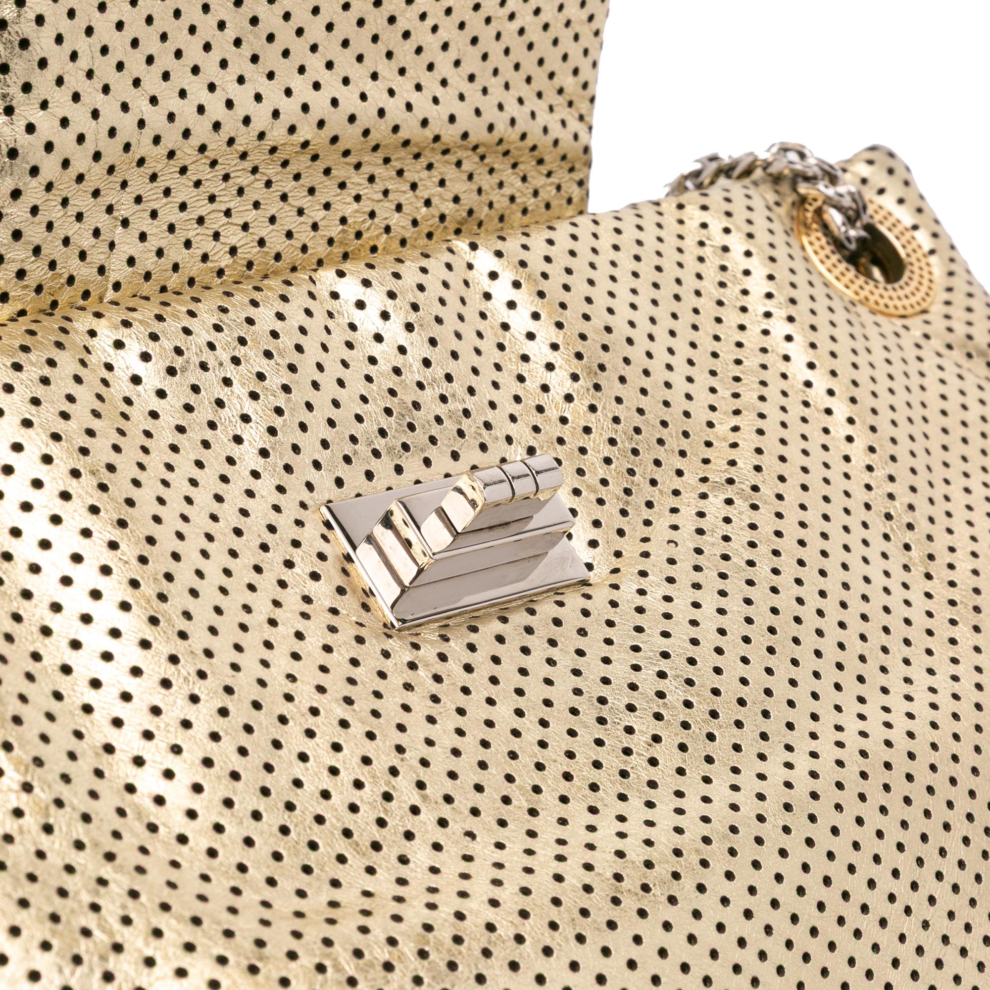 Chanel Perforated Crackled Metallic Calfskin Drill Tote