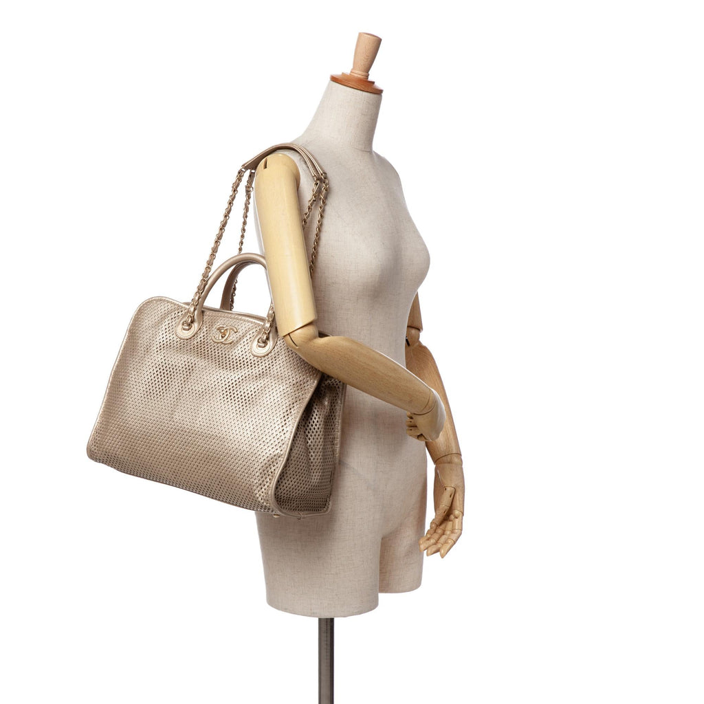 Chanel Perforated Metallic Calfskin Up In The Air Tote