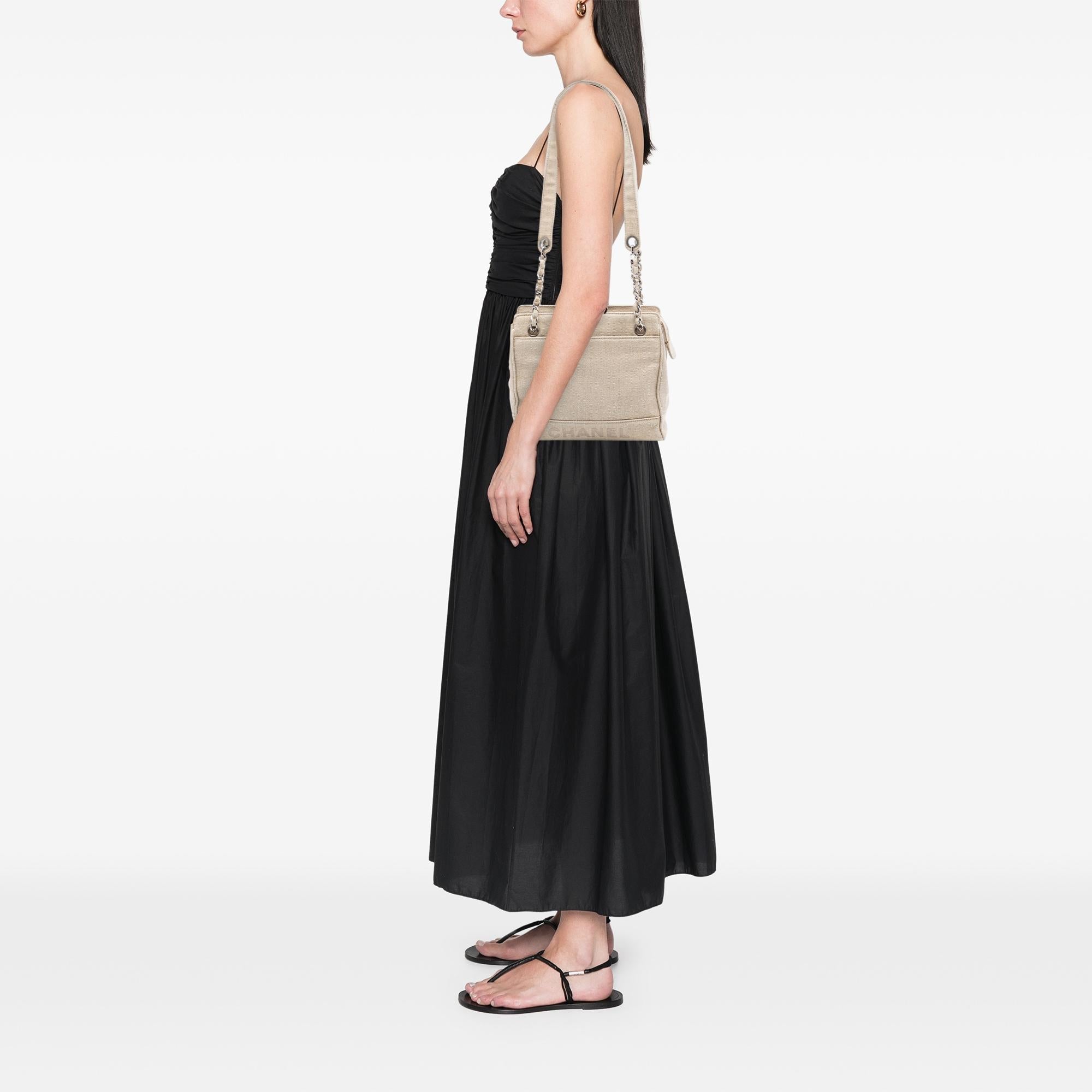 Chanel Petite Canvas Shopping Tote
