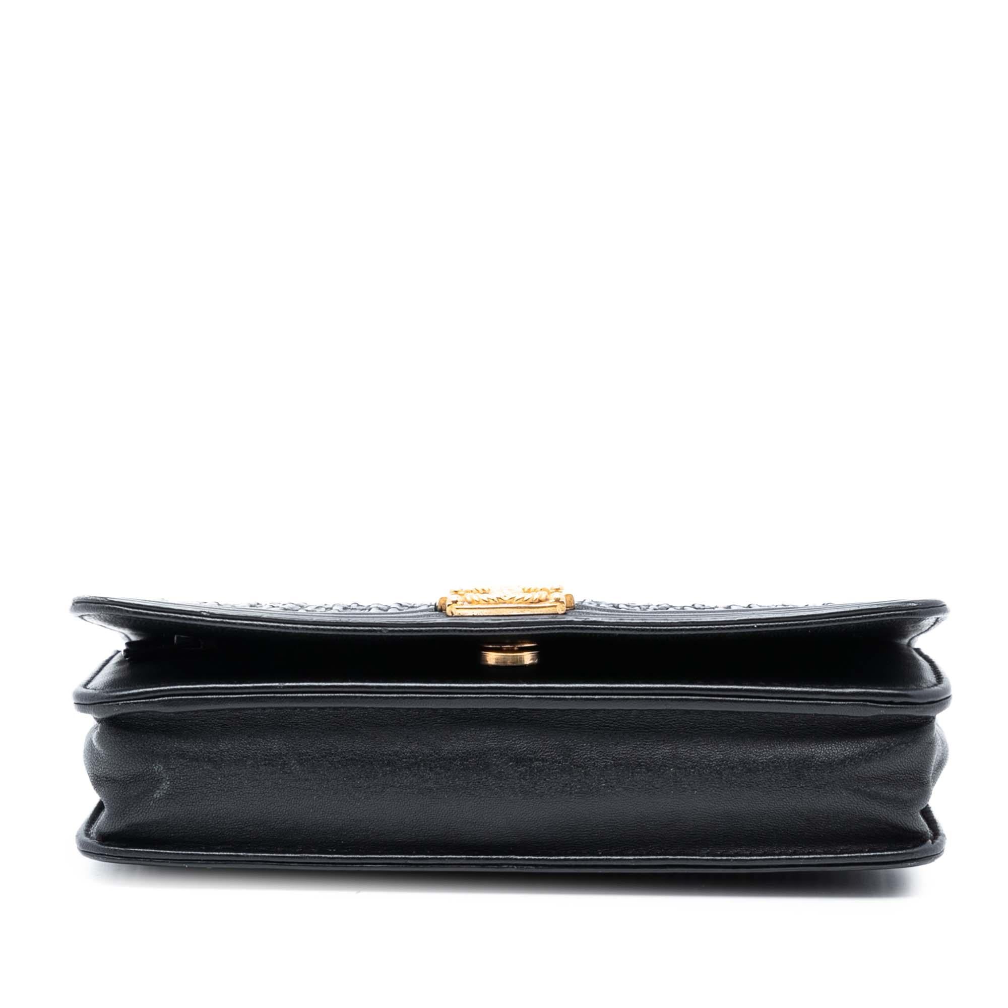 Chanel Pleated Crumpled Chevron Calfskin Le Boy Wallet On Chain
