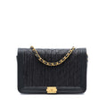 Chanel Pleated Crumpled Chevron Calfskin Le Boy Wallet On Chain
