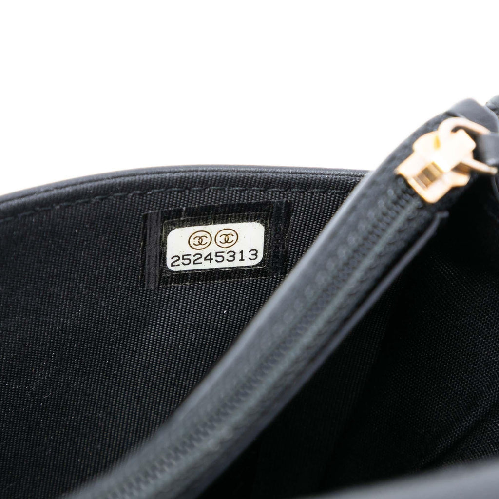 Chanel Pleated Crumpled Chevron Calfskin Le Boy Wallet On Chain
