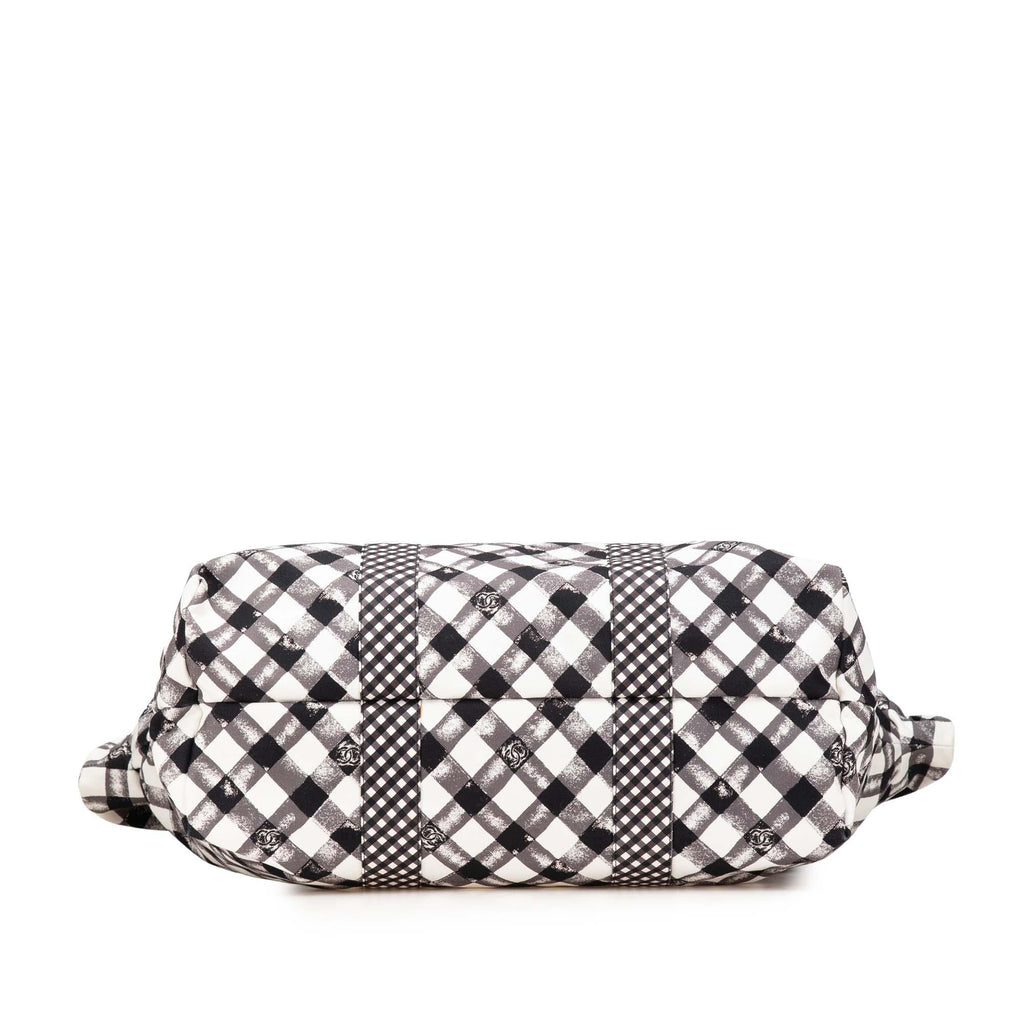 Chanel Printed Canvas Gingham Weekender Tote