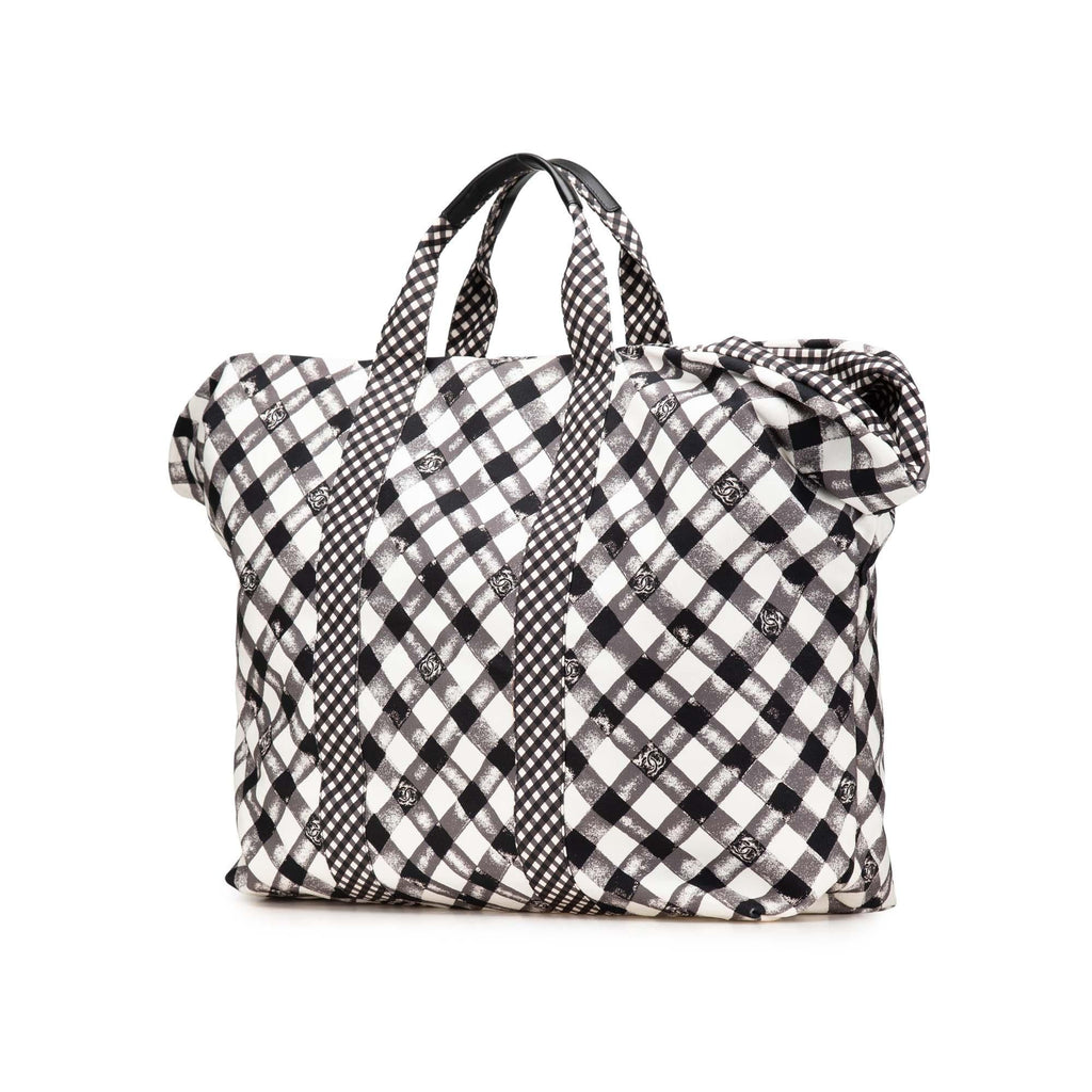 Chanel Printed Canvas Gingham Weekender Tote