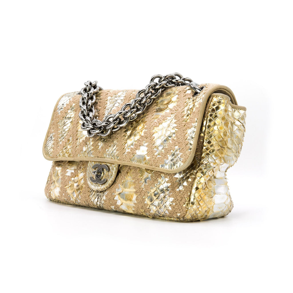 Chanel Gold Metallic Python Flap Bag