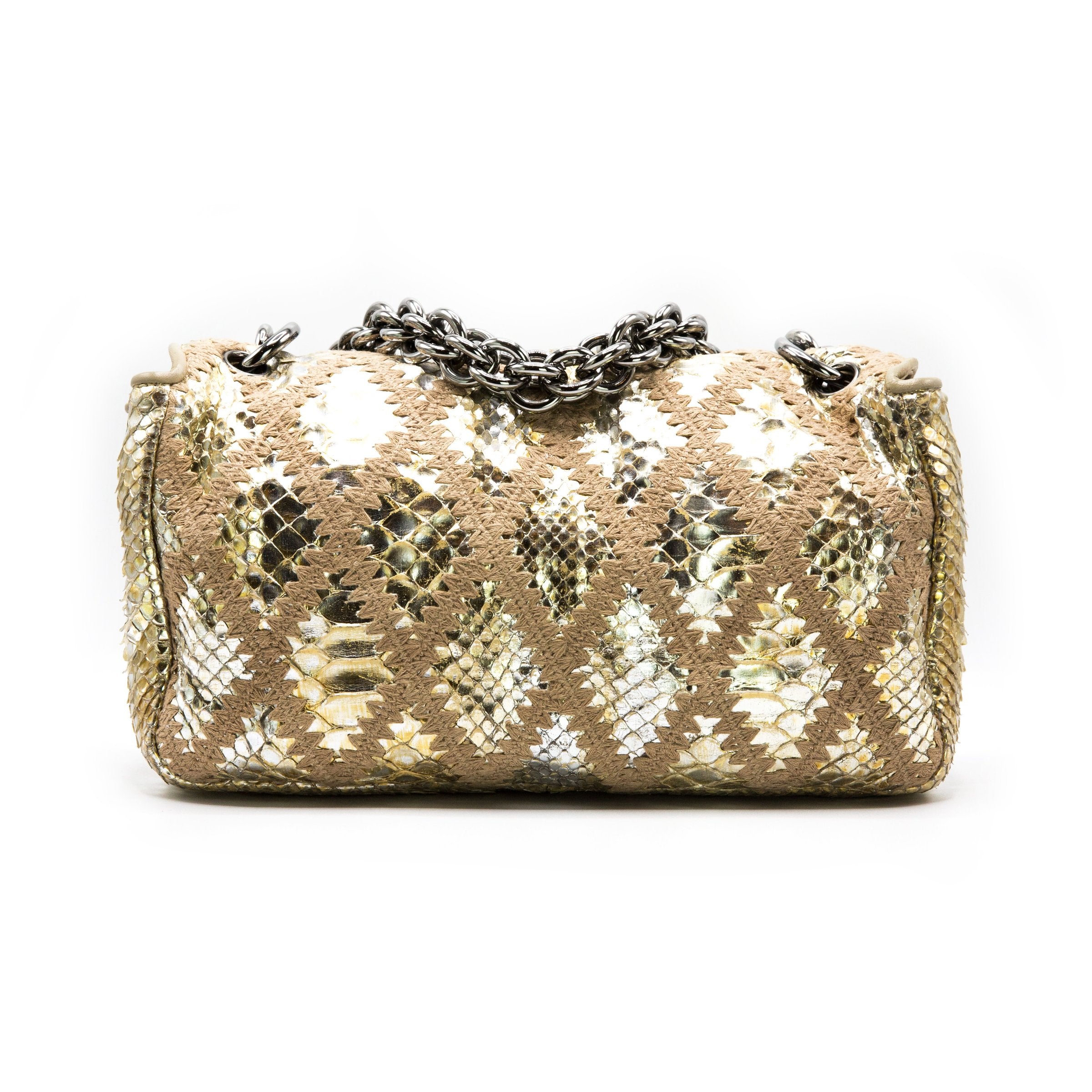 Chanel Gold Metallic Python Flap Bag