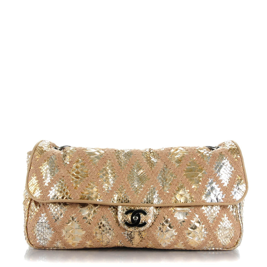 Chanel Gold Metallic Python Flap Bag