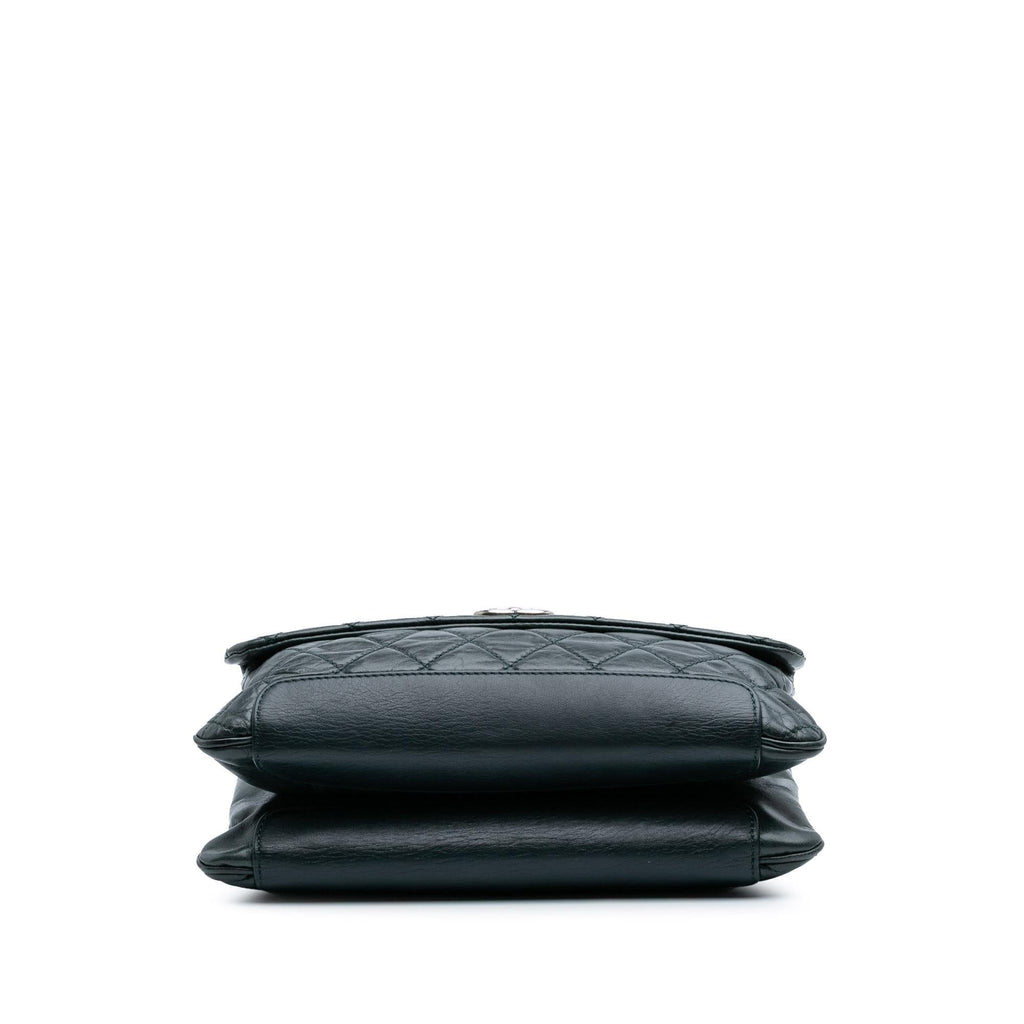 Chanel Quilted Aged Calfskin Logo Accordion Flap