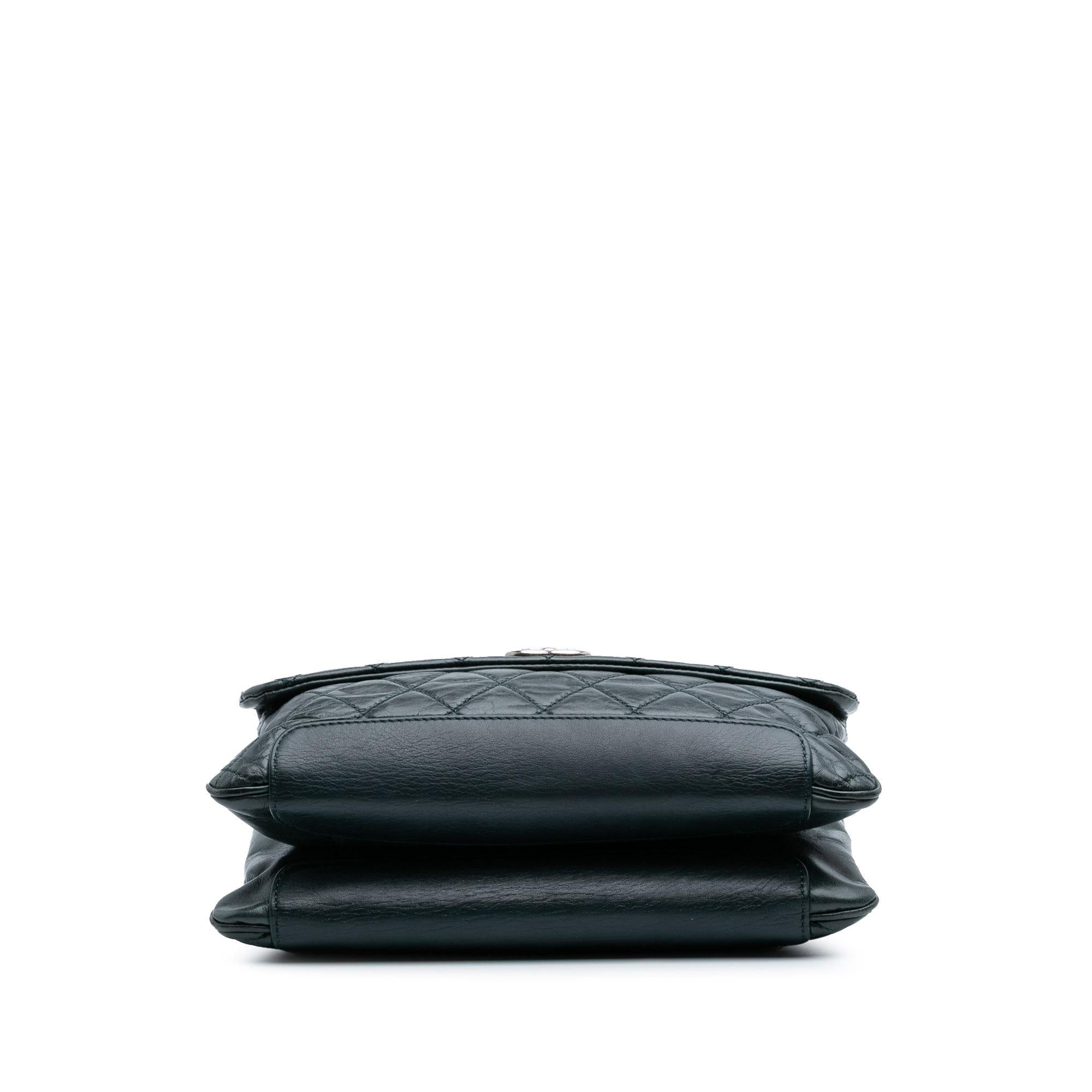 Chanel Quilted Aged Calfskin Logo Accordion Flap
