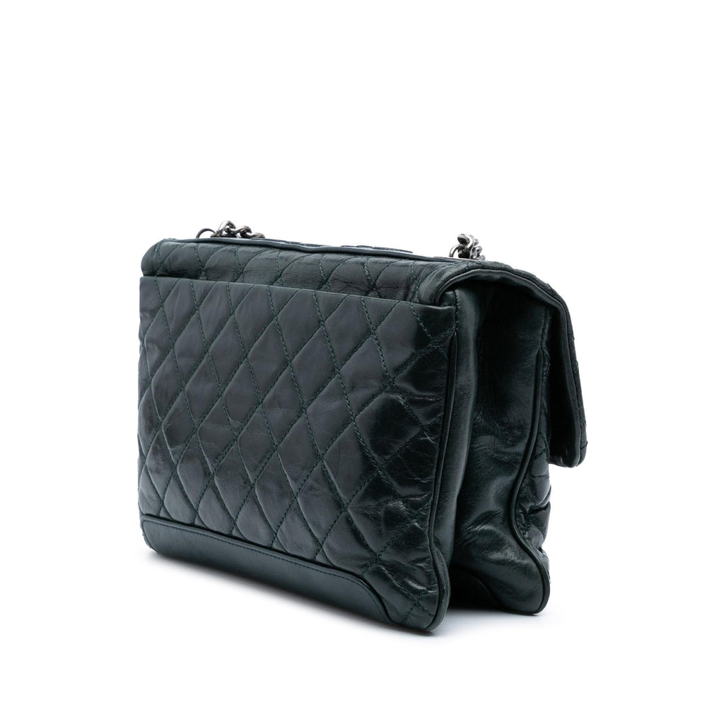 Chanel Quilted Aged Calfskin Logo Accordion Flap