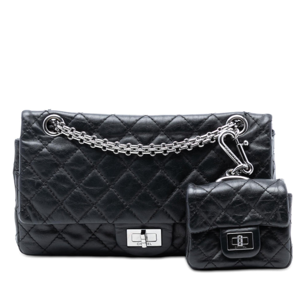 Chanel Quilted Aged Calfskin Reissue 2.55 Double Flap 225 with Mini Pouch