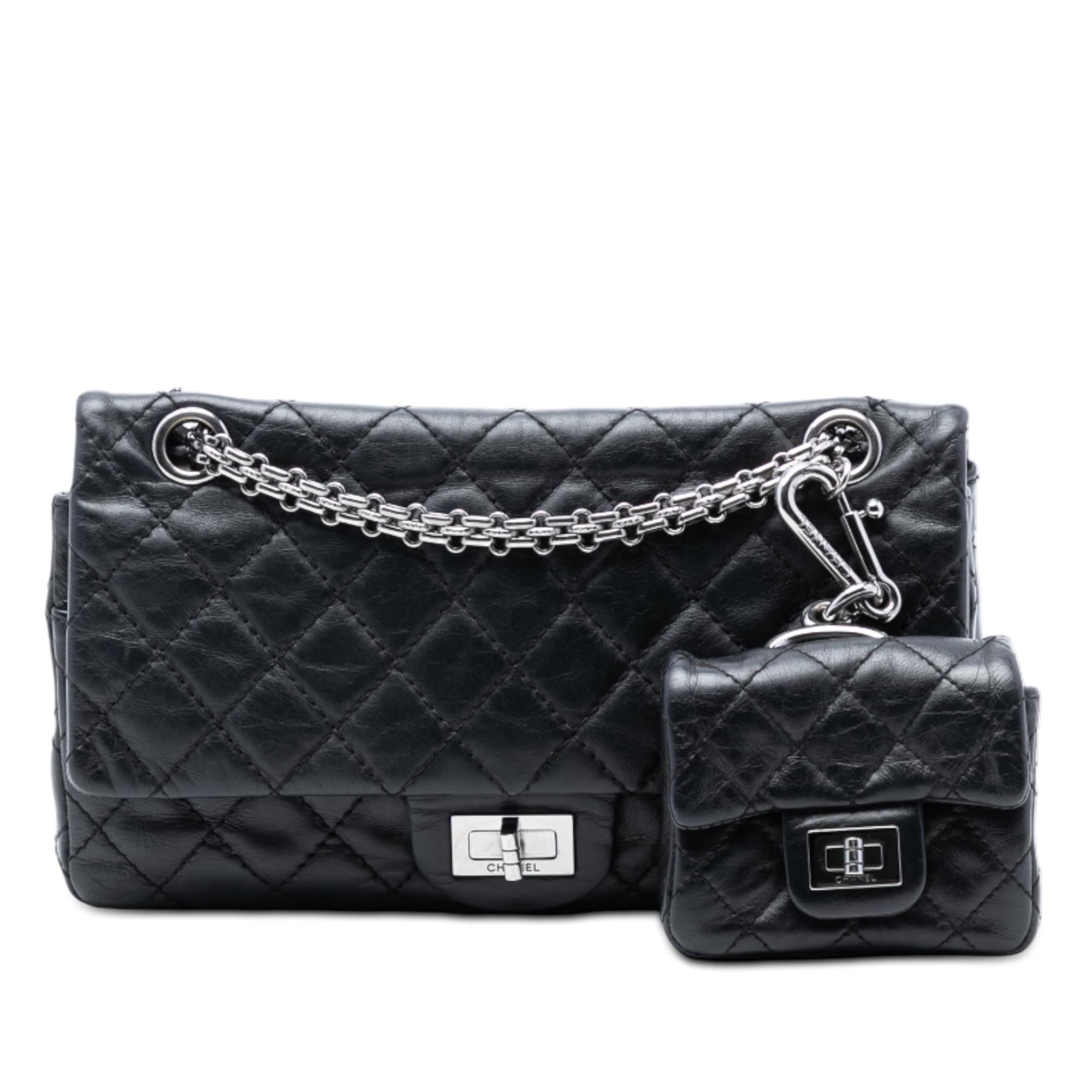 Chanel Quilted Aged Calfskin Reissue 2.55 Double Flap 225 with Mini Pouch