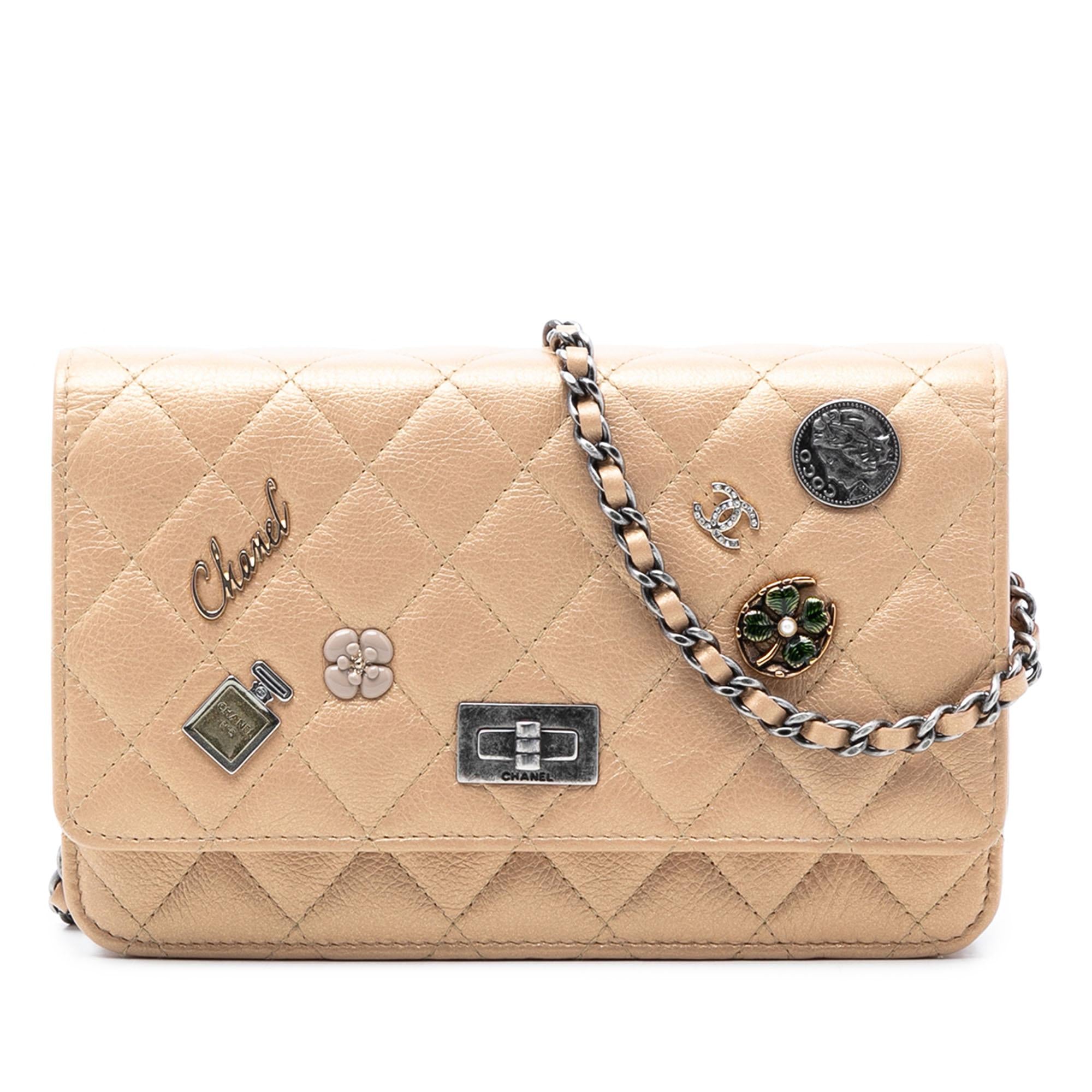Chanel Quilted Aged Calfskin Reissue 2.55 Lucky Charms Wallet On Chain