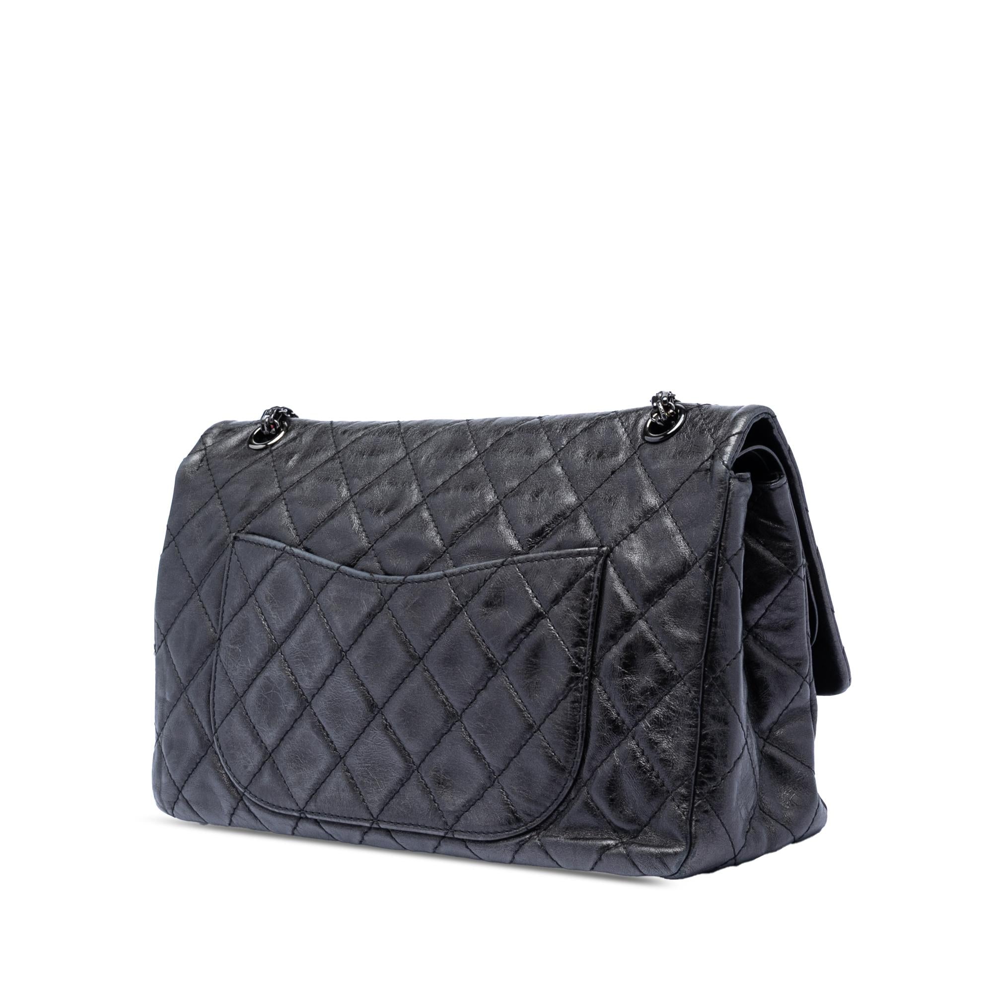Chanel Quilted Aged Calfskin So Black Reissue 2.55 Double Flap 227