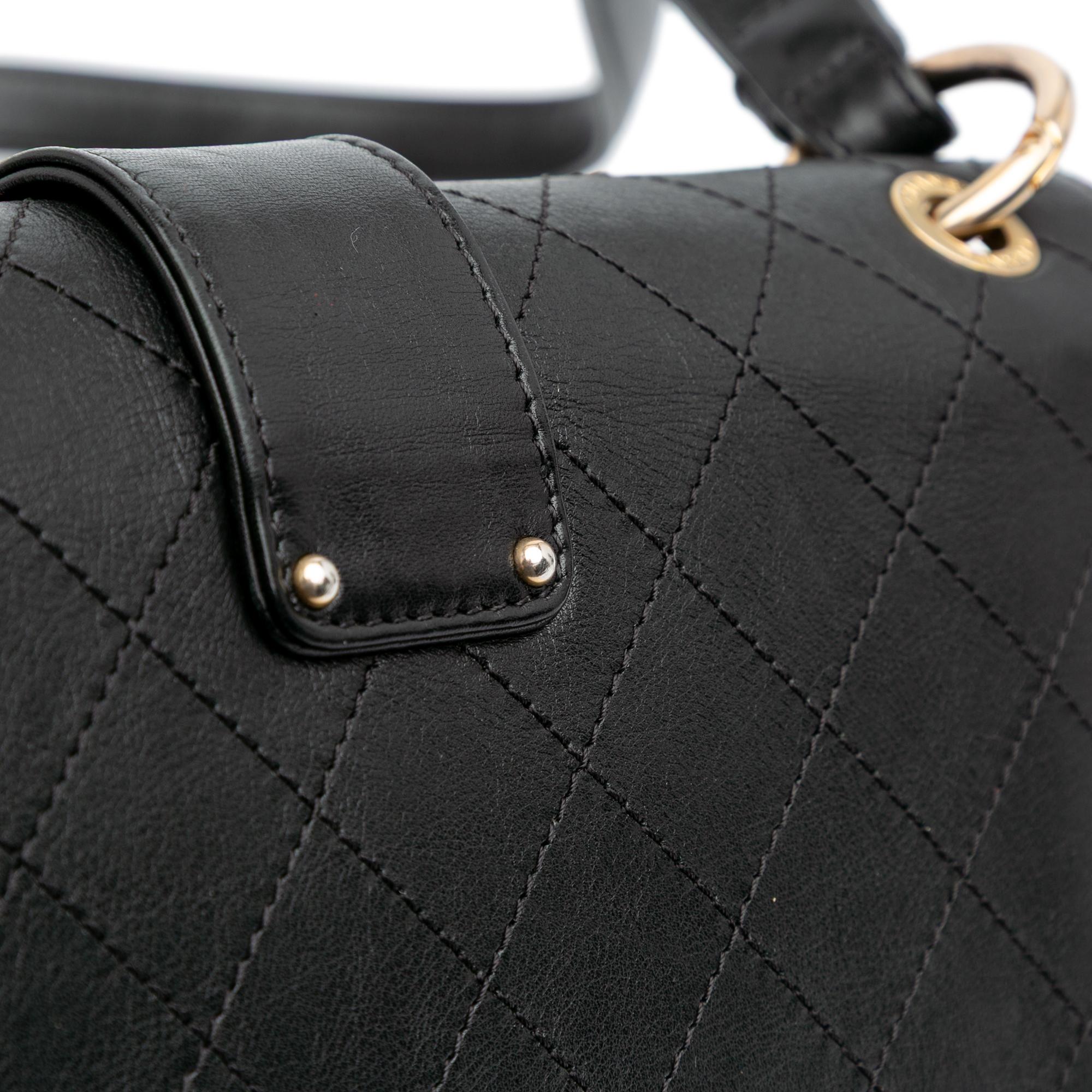 Chanel Quilted Calfskin Double Chain Top Handle Flap