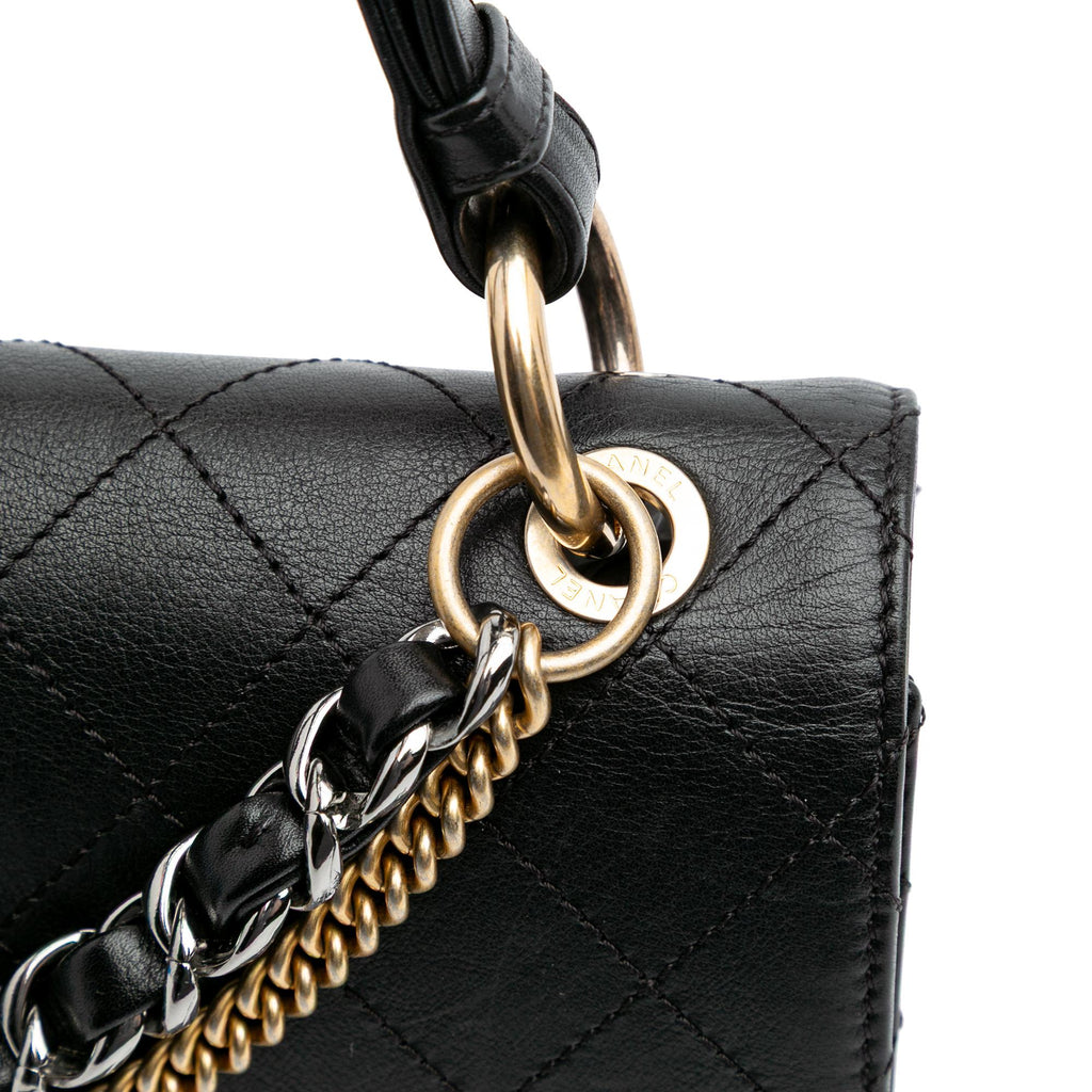 Chanel Quilted Calfskin Double Chain Top Handle Flap