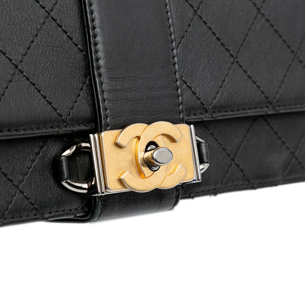 Chanel Quilted Calfskin Double Chain Top Handle Flap