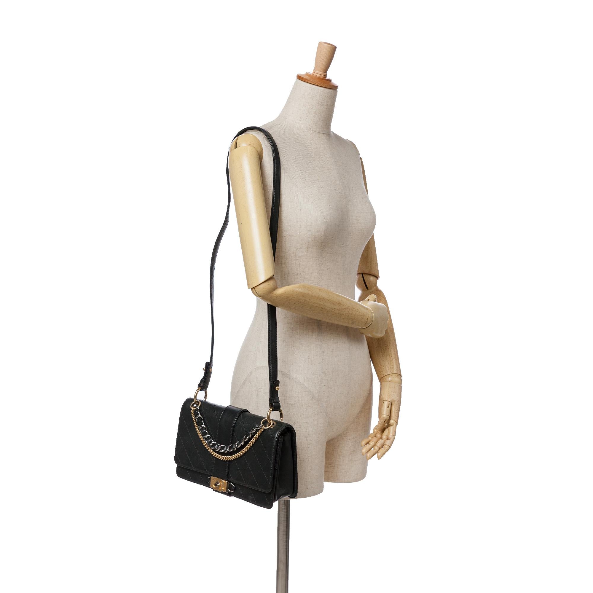 Chanel Quilted Calfskin Double Chain Top Handle Flap