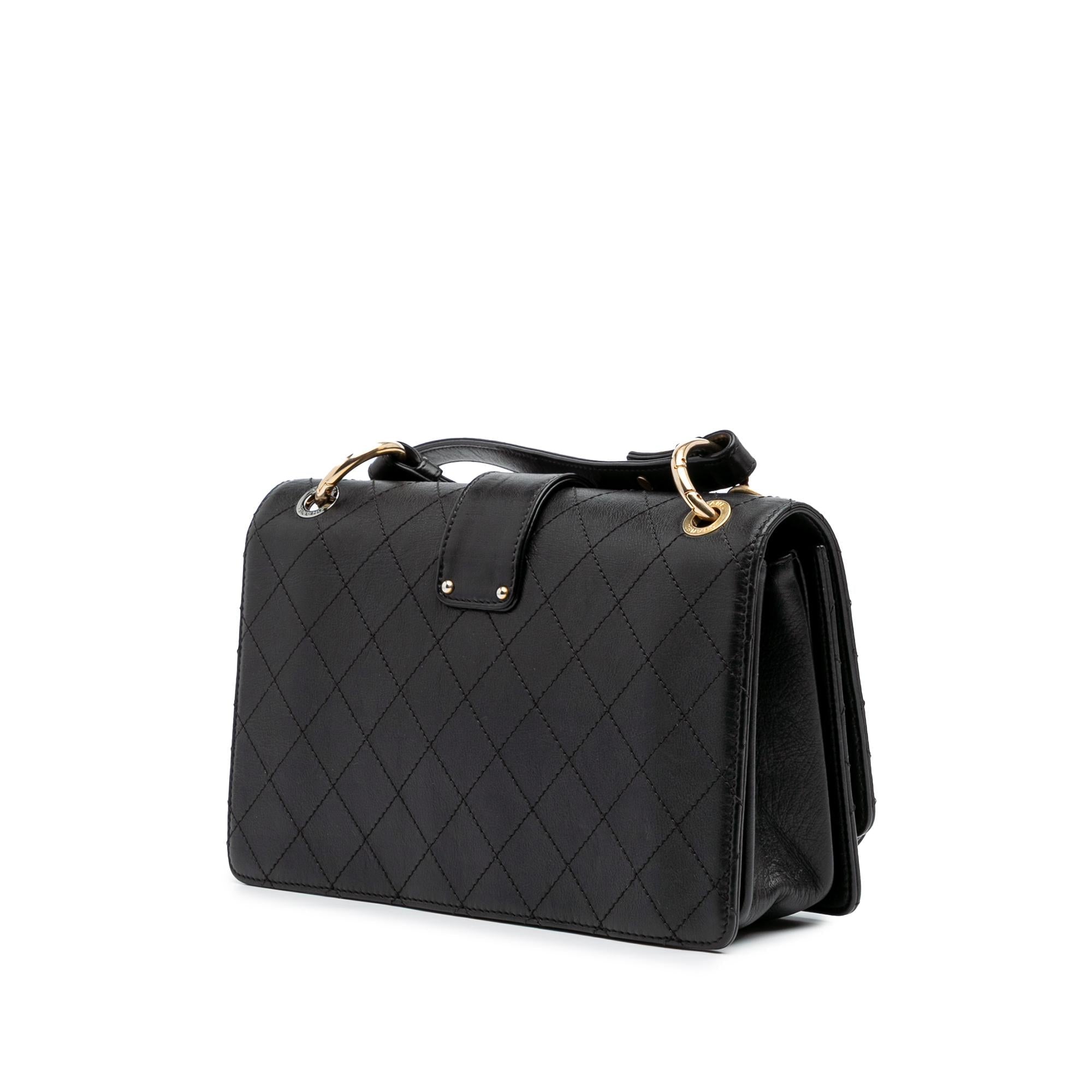 Chanel Quilted Calfskin Double Chain Top Handle Flap