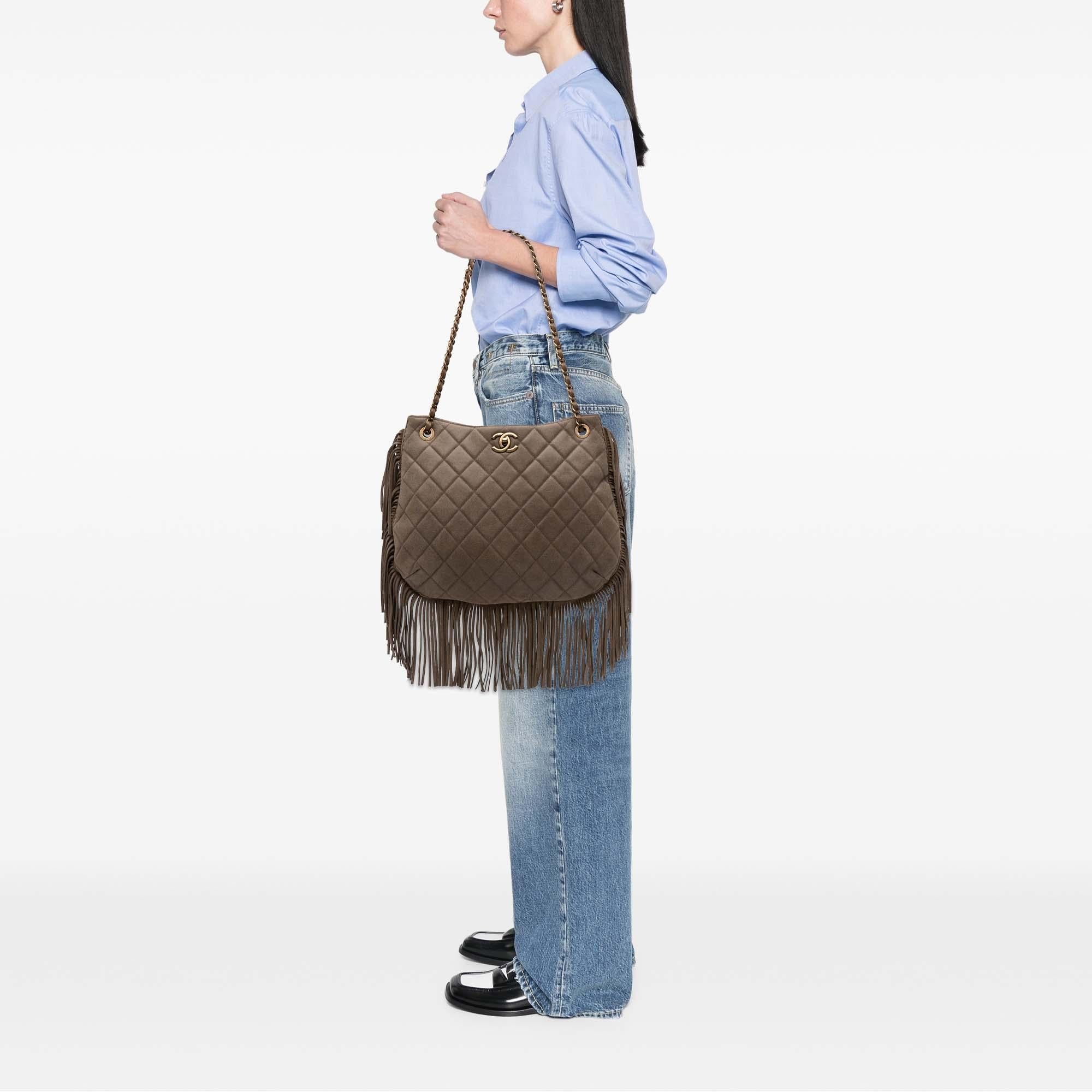 Chanel Quilted Calfskin Into The Fringe Hobo