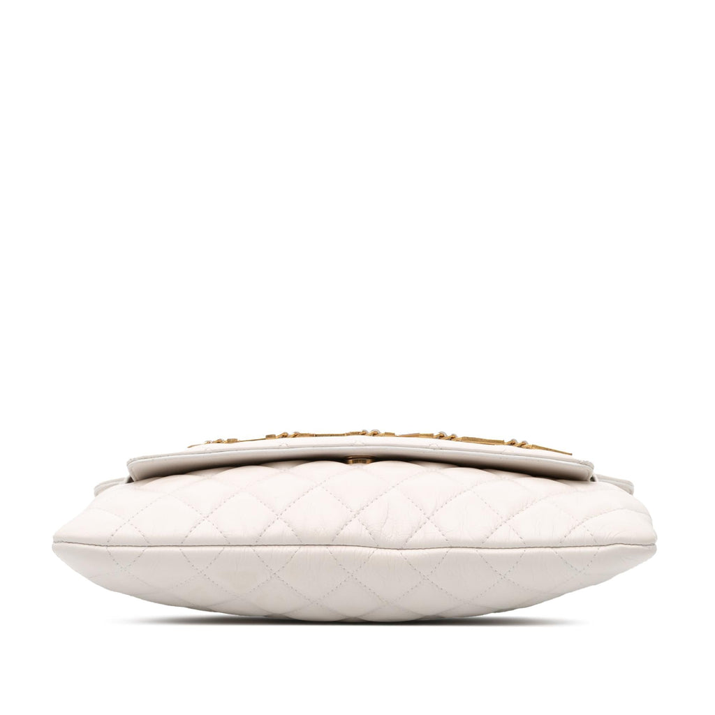 Chanel Quilted Calfskin Logo Enchained Clutch