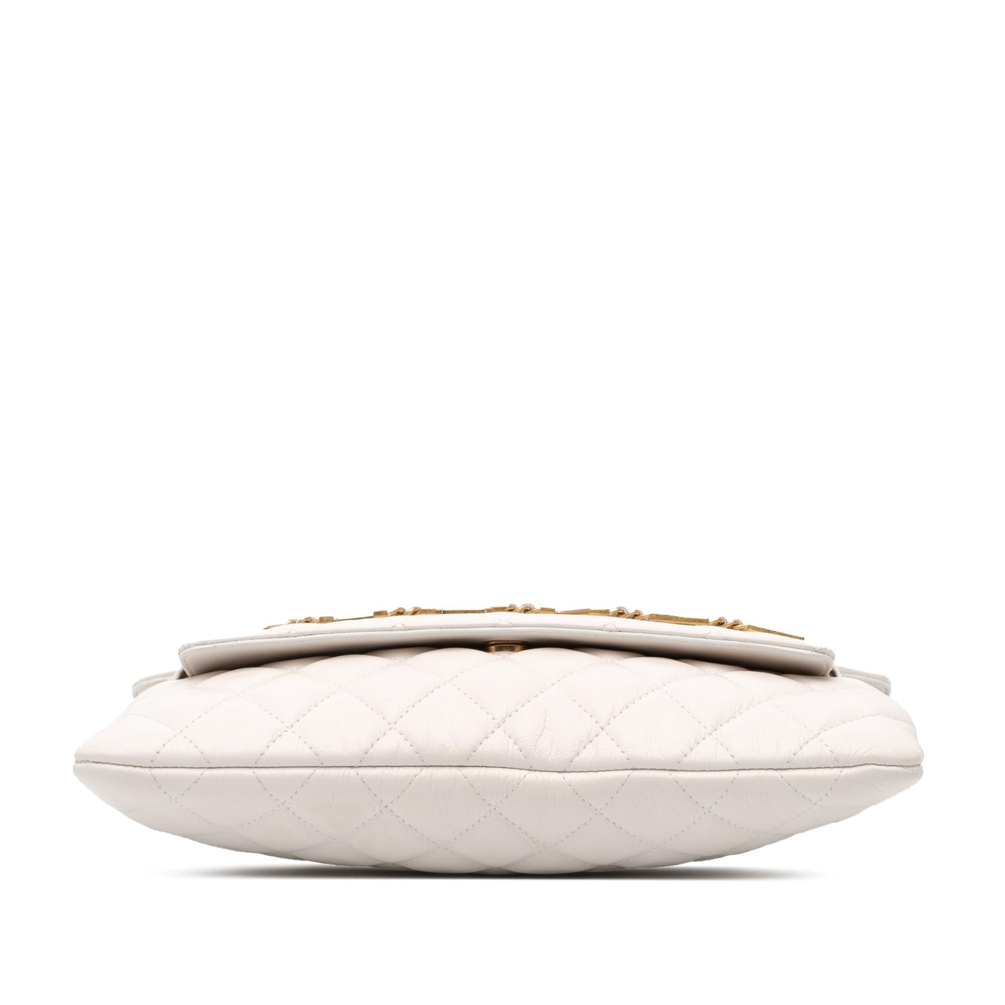 Chanel Quilted Calfskin Logo Enchained Clutch